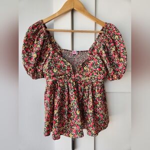 Buddy Love Houston Puff Sleeve Floral Top - Size XS